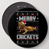 醜いクリスマスおもしろいひげ付きドラゴンクリスマスラブ 缶バッジ (正面&裏面)