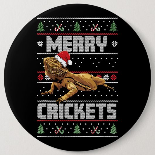 醜いクリスマスおもしろいひげ付きドラゴンクリスマスラブ 缶バッジ (正面)