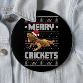 醜いクリスマスおもしろいひげ付きドラゴンクリスマスラブ 缶バッジ (インサイチュ)