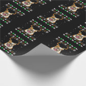 醜いクリスマスに〔雄ジカの〕枝角を持つブルドッグ ラッピングペーパー (角)
