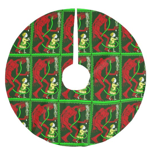 醜いクリスマスのクランプスの子ビクトリアンども ブラッシュドポリエステルツリースカート (正面)