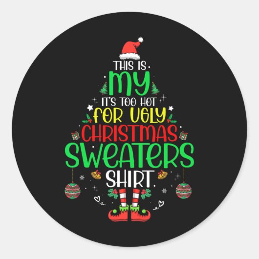 醜いクリスマスのクリスマスメンズ・ウォムにはおもしろい暑すぎる ラウンドシール (正面)