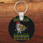 醜いクリスマスのスウェットシャツコルギクリスマスライト キーホルダー (正面)