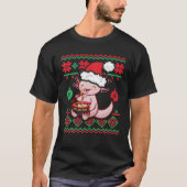 醜いクリスマスのセーターかわいいアニメ食べ物アソロトル Tシャツ (正面)
