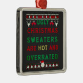醜いクリスマスのセーターが熱くて過評価されている メタルオーナメント (右)