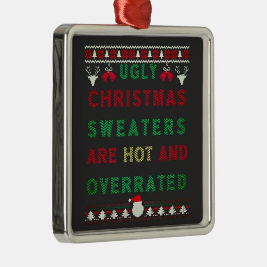 醜いクリスマスのセーターが熱くて過評価されている メタルオーナメント (右)
