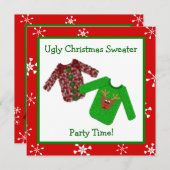 醜いクリスマスのセーターのクリスマスのパーティの招待状 招待状 (正面/裏面)