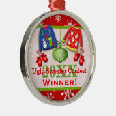 醜いクリスマスのセーターのコンテストの勝者のオーナメント5 メタルオーナメント (右)