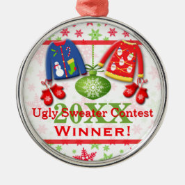 醜いクリスマスのセーターのコンテストの勝者のオーナメント7 メタルオーナメント