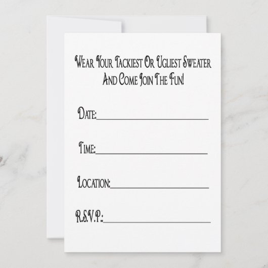 醜いクリスマスのセーターのパーティの招待状 招待状 (裏面)