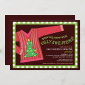 醜いクリスマスのセーターのパーティの招待状 招待状 (正面/裏面)