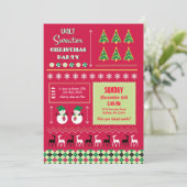 醜いクリスマスのセーターのパーティの招待状 招待状 (スタンド正面)