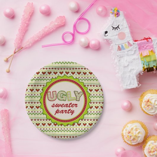 醜いクリスマスのセーターのパーティーの紙皿 ペーパープレート (パーティー)