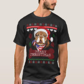 醜いクリスマスのセーターのブルドッグ Tシャツ (正面)