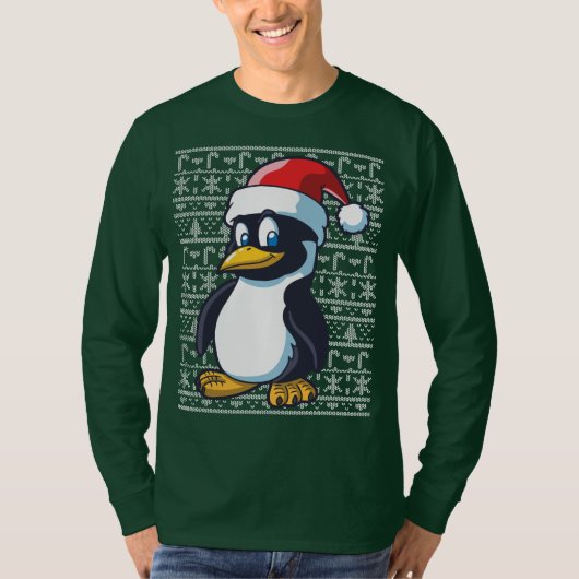 醜いクリスマスのセーターのペンギン Tシャツ (正面)