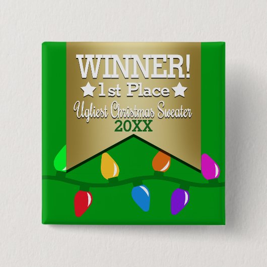 醜いクリスマスのセーターの勝者ボタン 缶バッジ (正面)