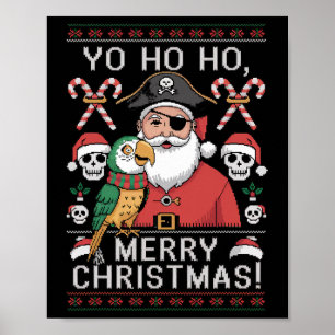 醜いクリスマスのセーター Yo Ho Ho 楽しい メリークリスマス サンタクロース ポスター