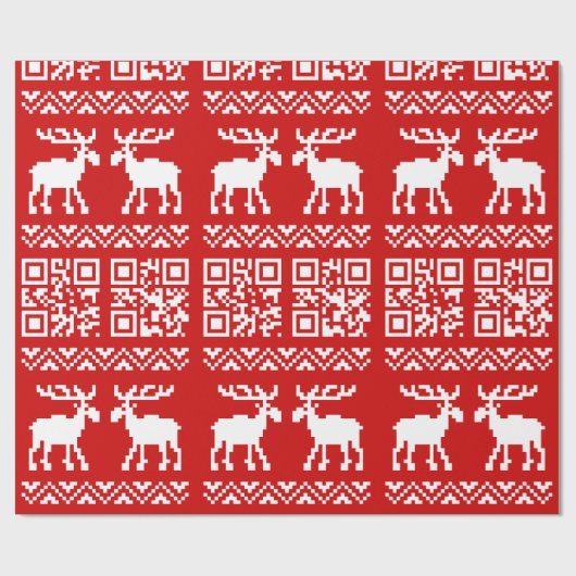 醜いクリスマスのセーターQRコード明けましておめでとう! ラッピングペーパー (フラット)