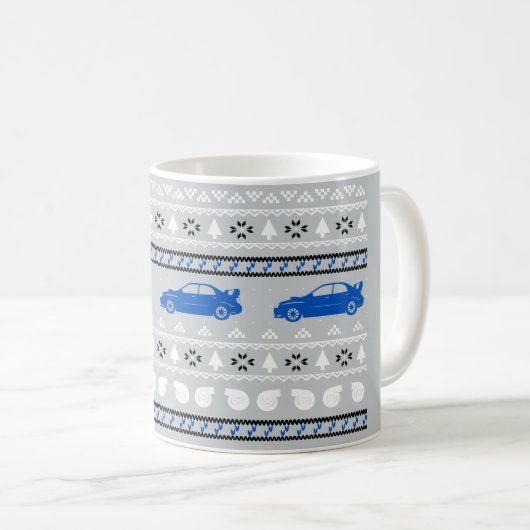 醜いクリスマスのターボ車のマグ コーヒーマグカップ (正面右)