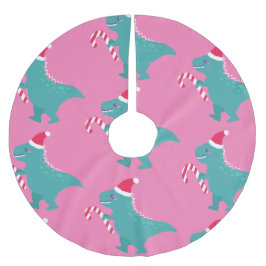 醜いクリスマスの恐竜トレックスの雪の結晶 ブラッシュドポリエステルツリースカート