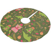 醜いクリスマスの恐竜トレッサンタ豚 ブラッシュドポリエステルツリースカート (アングル)