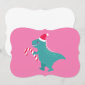 醜いクリスマスの恐竜 T-Rex 雪の結晶 冬 招待状 (正面/裏面)