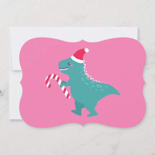 醜いクリスマスの恐竜 T-Rex 雪の結晶 冬 招待状 (正面)