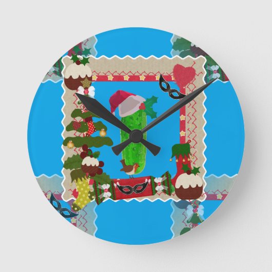 醜いクリスマスの漬物 ラウンド壁時計 (正面)