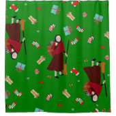 醜いクリスマスの魔女ベファナ緑 シャワーカーテン (正面)