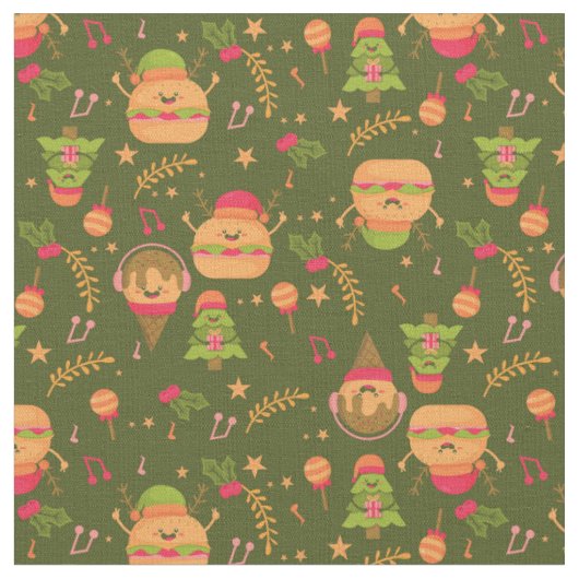 醜いクリスマスアイスクリームのサンタバーガー ファブリック (クローズアップ)
