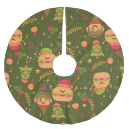 醜いクリスマスアイスクリームのサンタバーガー ブラッシュドポリエステルツリースカート