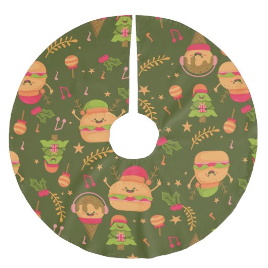 醜いクリスマスアイスクリームのサンタバーガー ブラッシュドポリエステルツリースカート (正面)