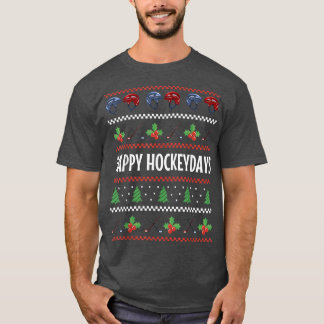 醜いクリスマスアイスホッケースティックホリデーズハッピーホック Tシャツ