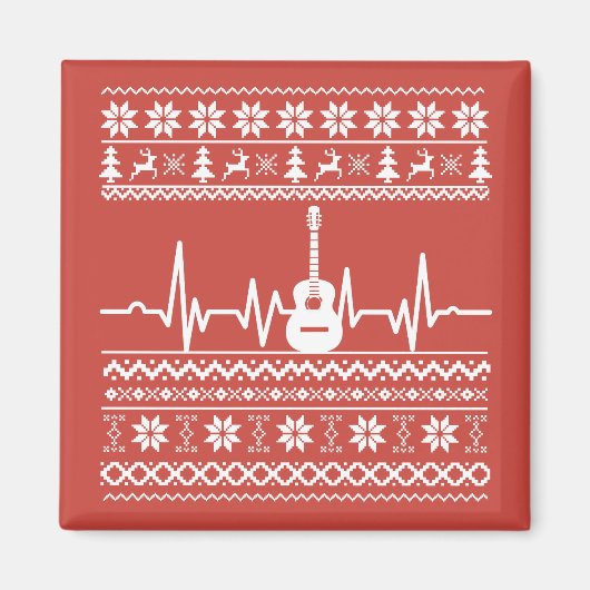 醜いクリスマスアコースティックギター マグネット (正面)