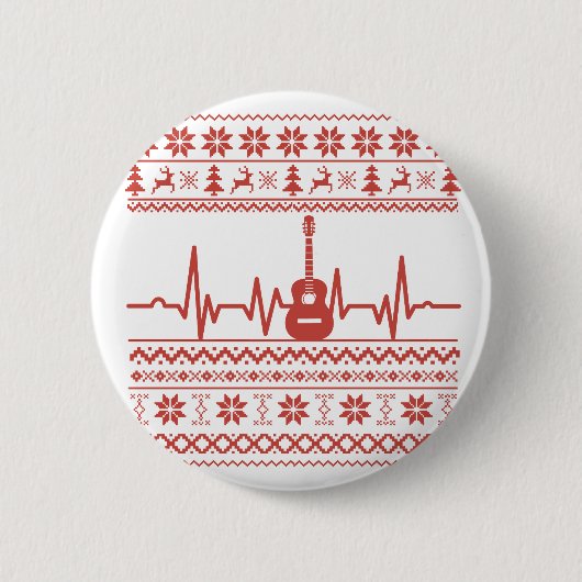 醜いクリスマスアコースティックギター 缶バッジ (正面)