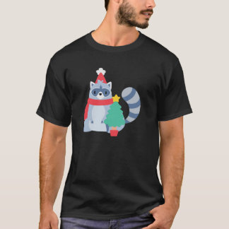醜いクリスマスアライグマサンタクロースツリーかわいい幸せ Tシャツ