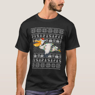 醜いクリスマスイルミネーションサンタ帽子ペリカンバードクリスマス Tシャツ