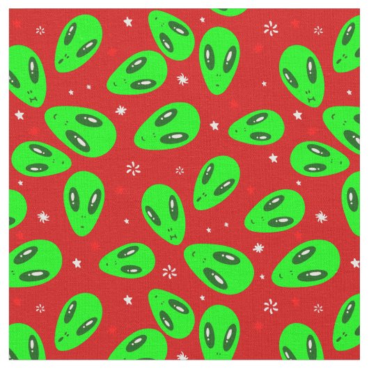 醜いクリスマスエイリアンの赤い星 ファブリック (クローズアップ)