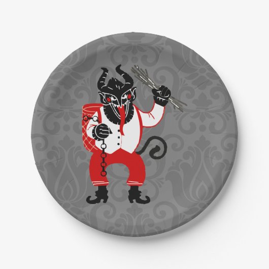 醜いクリスマスクランパスクリスマスモンスターアンティーク ペーパープレート (正面)