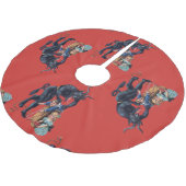 醜いクリスマスクランプスアンティークレッド ブラッシュドポリエステルツリースカート (アングル)