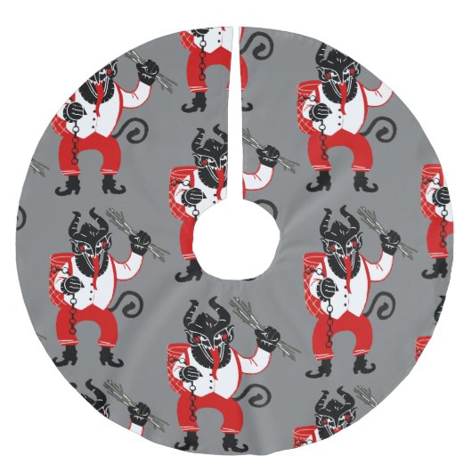 醜いクリスマスクランプスクリスマスモンスター ブラッシュドポリエステルツリースカート (正面)