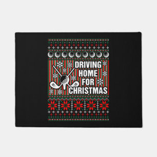 醜いクリスマスゴルフTシャツのための家の運転 ドアマット