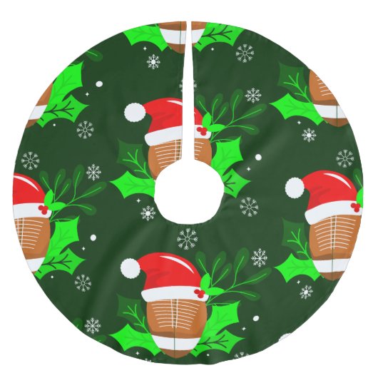 醜いクリスマスサッカースポーツクリスマスホリー ブラッシュドポリエステルツリースカート (正面)