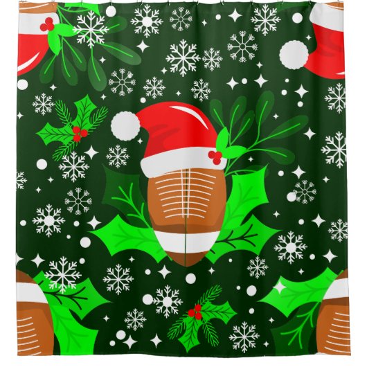 醜いクリスマスサッカースポーツサンタクリスマスホリー シャワーカーテン (正面)