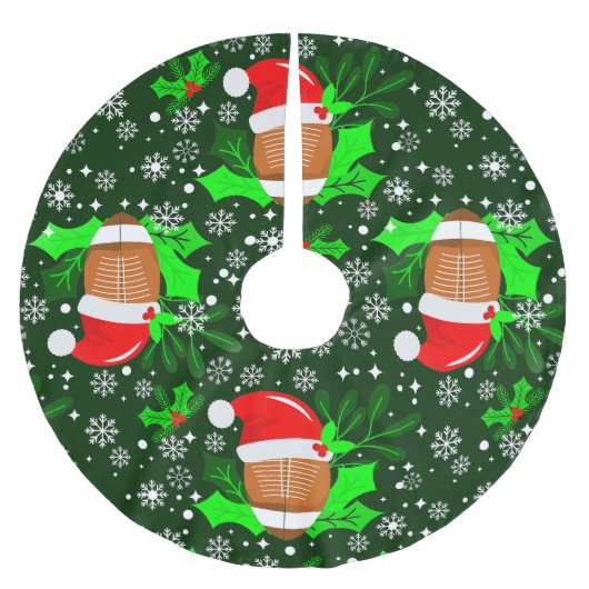 醜いクリスマスサッカースポーツサンタクリスマスホリー ブラッシュドポリエステルツリースカート (正面)