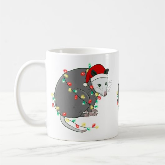 醜いクリスマスサンタクロウオポッサム コーヒーマグカップ (左)
