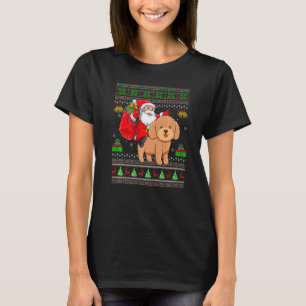 醜いクリスマスサンタ乗馬トイプードルドッグクリスマス Tシャツ