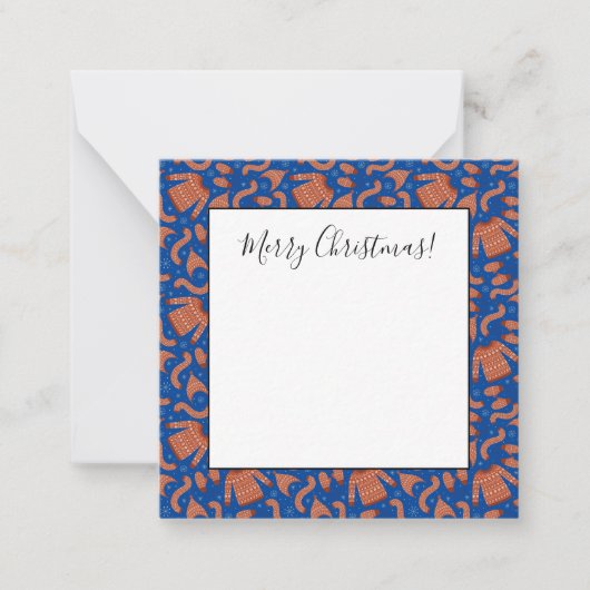 醜いクリスマススウェター ハット スカーフ 赤 白 ノートカード (正面)