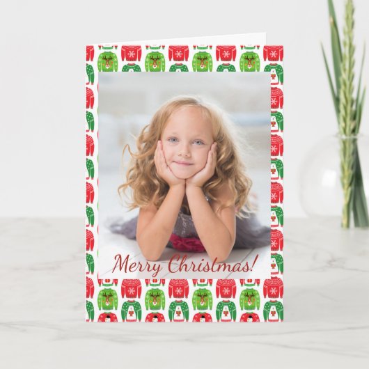 醜いクリスマススウェータポーラベア雪だるまルドルフ写真 ノートカード (正面)