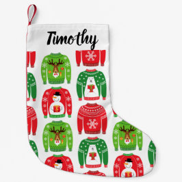 醜いクリスマススウェータポーラベア雪だるまルドルフ赤 スモールクリスマスストッキング